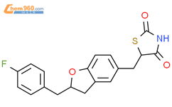 2,4-Thiazolidinedione, 5-[[2-[(4-fluorophenyl)methyl]-2,3-dihydro-5-benzofuranyl]methyl]-结构式图片|109209-15-6结构式图片