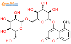 2H-1-苯并吡喃-2-酮，4-[（6-O-b-D-吡喃葡萄糖基-b-D-吡喃葡萄糖基）氧基]-5-甲基-结构式图片|109974-32-5结构式图片