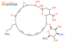 22-[(3-amino-3,6-dideoxy-beta-D-mannopyranosyl)oxy]-12-butyl-1,3,26-trihydroxy-10-oxo-6,11,28-trioxatricyclo[22.3.1.0~5,7~]octacosa-8,14,16,18,20-pentaene-25-carboxylic acid结构式图片|11035-14-6结构式图片