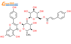 3-O-{2-O-[6-O-(P羟基-反-香豆酰)-葡萄糖基]-鼠李糖基}山奈酚结构式图片|111957-48-3结构式图片