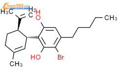 4-溴-2-[(1R,6R)-3-甲基-6-(1-甲基乙烯基)-2-环己烯-1-基]-5-戊基-1,3-苯二醇结构式图片|112639-10-8结构式图片
