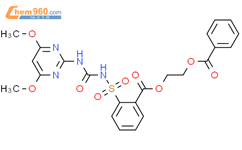 Benzoic acid, 2-[[[[(4,6-dimethoxy-2-pyrimidinyl)amino]carbonyl]amino]sulfonyl]-, 2-(benzoyloxy)ethyl ester结构式图片|112810-36-3结构式图片