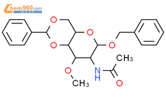 苄基 2-乙酰氨基-4,6-O-亚苄基-2-脱氧-3-O-甲基吡喃己糖苷结构式图片|116696-66-3结构式图片