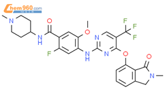 4-[[4-[(2,3-二氢-2-甲基-3-氧代-1H-异吲哚-4-基)氧基]-5-(三氟甲基)-2-嘧啶基]氨基]-2- 氟-5-甲氧基-N-(1-甲基-4-哌啶基)-苯甲酰胺结构式图片|1227948-82-4结构式图片