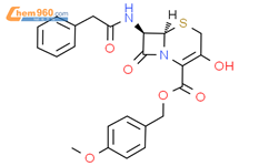 5-Thia-1-azabicyclo[4.2.0]oct-2-ene-2-carboxylicacid, 3-hydroxy-8-oxo-7-[(phenylacetyl)amino]-, (4-methoxyphenyl)methyl ester,(6R,7R)- (9CI)结构式图片|123054-31-9结构式图片