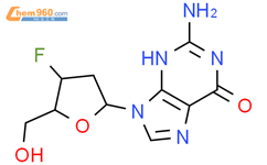 6H-嘌呤-6-酮，2-氨基-9-（2,3-二脱氧-3-氟-b-D-苏氨酸-戊呋喃糖基）-1,9-二氢-结构式图片|125291-17-0结构式图片