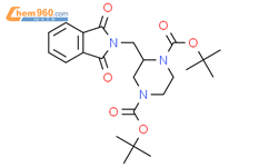 Di-tert-butyl 2-((1,3-dioxoisoindolin-2-yl)methyl)piperazine-1,4-dicarboxylate结构式图片|1256815-06-1结构式图片