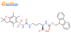 D-Ornithine, N5-[[[(2,3-dihydro-2,2,4,6,7-pentamethyl-5-benzofuranyl)sulfonyl]amino]carbonyl]-N2-[(9H-fluoren-9-ylmethoxy)carbonyl]-结构式图片|1262727-90-1结构式图片