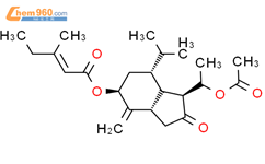 2-Pentenoic acid,3-methyl-,(1R,3aS,5S,7R,7aR)-1-[(1S)-1-(acetyloxy)ethyl]octahydro-4-methylene-7-(1-methylethyl)-2-oxo-1H-inden-5-ylester, (2E)-rel-结构式图片|126453-63-2结构式图片