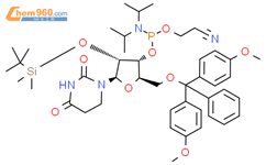 5'- o-[双(4-甲氧基苯基)苯甲基]-2'- o-[(1,1-二甲基乙基)二甲基硅基]-5,6-二氢-尿苷-3'-[2-氰乙基双(1-甲基乙基)磷酰胺]结构式图片|126684-14-8结构式图片