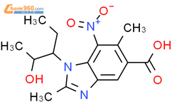 1-(1-乙基-2-羟丙基)-2,6-二甲基-7-硝基-1H-苯并咪唑-5-羧酸结构式图片|127971-63-5结构式图片