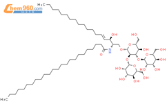 Tetracosanamide,N-[2-hydroxy-1-[[(O-a-D-mannopyranosyl-(1&reg;3)-O-b-D-mannopyranosyl-(1&reg;4)-b-D-glucopyranosyl)oxy]methyl]-3-heptadecenyl]-,[R-[R*,S*-(E)]]- (9CI)结构式图片|128443-10-7结构式图片