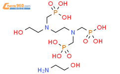 膦酸[[[2-[(2-羟乙基)(膦甲乙基)氨基]乙基]亚氨基]双(亚甲基)]双-与2-氨基乙醇的化合物结构式图片|129828-36-0结构式图片