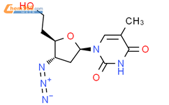 2,4(1H,3H)-Pyrimidinedione,1-(3-azido-2,3,5-trideoxy-b-D-erythro-hexofuranosyl)-5-methyl-结构式图片|130481-61-7结构式图片