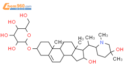 b-D-吡喃葡萄糖苷，（3b，16b，20S）-16-羟基-20-[（2S，5R）-5-羟基-1,5-二甲基-2-哌啶基]孕-5-烯-3-基（9CI）结构式图片|131984-90-2结构式图片