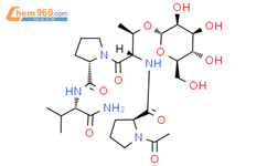 1-乙酰基-L-脯氨酰-O-α-D-吡喃甘露糖基-L-苏氨酰-L-脯氨酰-L-缬氨酰胺结构式图片|1322693-78-6结构式图片