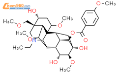 Aconitane-3,13,14,15-tetrol,20-ethyl-1,6,16-trimethoxy-4-(methoxymethyl)-, 14-(4-methoxybenzoate), (1a,3a,6a,14a,15a,16b)- (9CI)结构式图片|134260-49-4结构式图片
