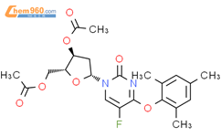 3,5-二-o-乙酰基-5-氟-o4-(2,4,6-三甲基苯基)-2-脱氧尿苷结构式图片|141120-62-9结构式图片