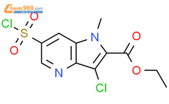 ethyl 3-chloro-6-(chlorosulfonyl)-1-methyl-1H-pyrrolo3,2-bpyridine-2-carboxylate结构式图片|1423025-12-0结构式图片
