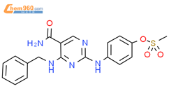 2-[[4-[（甲基磺酰基）'氧基]-'苯基]'氨基]-'4-[（苯基甲基）'氨基]-5-'嘧啶甲酰胺结构式图片|1430095-86-5结构式图片