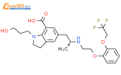 2,3-二氢-1-(3-羟丙基)-5-[(2R)-2-[[2-[2-(2,2,2-三氟乙氧基)苯氧基]乙基]氨基]丙基]-1H-吲哚-7-羧酸结构式图片|1431373-77-1结构式图片
