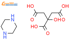 2-hydroxypropane-1,2,3-tricarboxylic Acid;piperazine;pentahydrate结构式图片|14396-16-8结构式图片