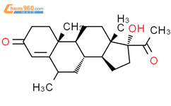 17-羟基-6-甲基-孕甾-4-烯-3,20-二酮结构式图片|14423-24-6结构式图片