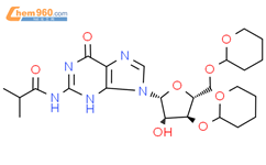N-[9-[3,5-双-O-(四氢-2H-吡喃-2-基)-β-D-阿拉伯糠酰基]-6,9-二氢-6-氧-1H-嘌呤-2-基]-2-甲基丙酰胺结构式图片|146954-68-9结构式图片