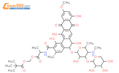 D-Alanine,N-[[5-[[4,6-dideoxy-4-(methylamino)-3-O-b-D-xylopyranosyl-b-D-galactopyranosyl]oxy]-5,6,8,13-tetrahydro-1,6,9,14-tetrahydroxy-11-methoxy-3-methyl-8,13-dioxobenzo[a]naphthacen-2-yl]carbonyl]-,(2,2-dimethyl-1-oxopropoxy)methyl ester, (5S-trans)- (9CI)结构式图片|148763-58-0结构式图片