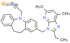 2-(2-((2-乙基-5,7-二甲基-3H-咪唑并[4,5-B]吡啶-3-基)甲基)-10,11-二氢-5H-二苯并[B,F]吖庚英-5-基)乙腈结构式图片|150802-39-4结构式图片
