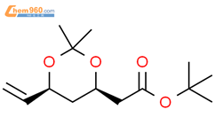 (4R-​顺式)-6-​乙烯基-​2,​2-​二甲基-​1,​3-​二恶烷-​4-​乙酸 1,​1-​二甲基乙基酯结构式图片|153968-96-8结构式图片