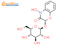 （2R）-2-β-D-吡喃葡萄糖氧基-4-羟基-2H-1,4-苯并恶嗪-3（4H）-酮结构式