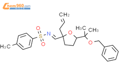 Benzenesulfonamide, 4-methyl-N-[[(2R,5R)-tetrahydro-5-[1-methyl-1-(phenylmethoxy)ethyl]-2-(2-propen-1-yl)-2-furanyl]methylene]-, rel-