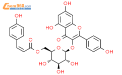 山奈酚-3-O-(6''-O-顺-香豆酰基)葡萄糖苷结构式图片|163956-16-9结构式图片