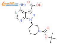 4-amino-1-[(3R)-1-[(tert-butoxy)carbonyl]piperidin-3-yl]-1H-pyrazolo[3,4-d]pyrimidine-3-carboxylic acid结构式图片|1654728-11-6结构式图片