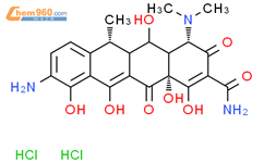 (4S,5S,6R,12aS)-9-Amino-4-(dimethylamino)-3,5,10,12,12a-pentahydr oxy-6-methyl-1,11-dioxo-1,4,4a,5,5a,6,11,12a-octahydro-2-tetracen ecarboxamide dihydrochloride结构式图片|171807-99-1结构式图片