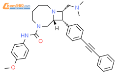 1,6-Diazabicyclo[6.2.0]decane-6-carboxamide, 10-[(dimethylamino)methyl]-N-(4-methoxyphenyl)-9-[4-(2-phenylethynyl)phenyl]-, (8R,9S,10S)-结构式图片|1771650-41-9结构式图片