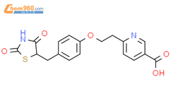 6-(2-{4-[(2,4-二氧代-1,3-噻唑烷-5-基)甲基]苯氧基}乙基)烟酸结构式图片|186751-40-6结构式图片