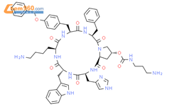Cyclo[L-histidyl-D-tryptophyl-L-lysyl-O-(phenylmethyl)-L-tyrosyl-L-phenylalanyl-(4R)-4-[[[(3-aminopropyl)amino]carbonyl]oxy]-L-prolyl]结构式图片|187222-56-6结构式图片