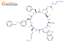 Cyclo[L-alanyl-D-tryptophyl-L-lysyl-3-(phenylmethoxy)-L-phenylalanyl-L-phenylalanyl-(4R)-4-[[[(2-aminoethyl)amino]carbonyl]oxy]-L-prolyl]结构式图片|187222-92-0结构式图片