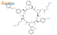 Cyclo[L-lysyl-3-(phenylmethoxy)-L-phenylalanyl-L-phenylalanyl-(4R)-4-[[[(2-aminoethyl)amino]carbonyl]oxy]-L-prolyl-4-amino-L-phenylalanyl-D-tryptophyl]结构式图片|187222-94-2结构式图片