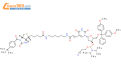 Uridine,5'-O-[bis(4-methoxyphenyl)phenylmethyl]-2'-deoxy-5-[3-[[6-[[5-[(3aS,4S,6aR)-1-[4-(1,1-dimethylethyl)benzoyl]hexahydro-2-oxo-1H-thieno[3,4-d]imidazol-4-yl]-1-oxopentyl]amino]hexyl]amino]-3-oxo-1-propenyl]-,3'-[2-cyanoethyl bis(1-methylethyl)phosphoramidite] (9CI)结构式图片|198080-40-9结构式图片