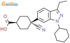 环己羧酸，4-氰基-4-（1-环己基-3-乙基-1H-吲唑-6-基）-，顺式-结构式图片|199171-88-5结构式图片