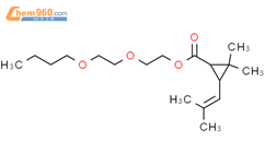 Cyclopropanecarboxylicacid, 2,2-dimethyl-3-(2-methyl-1-propen-1-yl)-, 2-(2-butoxyethoxy)ethyl ester结构式图片|20306-13-2结构式图片