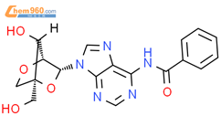 N-[9-[(1S,3R,4R,7S)-7-羟基-1-(羟甲基)-2,5-二氧杂双环[2.2.1]庚烷-3-基]-6-嘌呤基]苯甲酰胺结构式图片|209968-94-5结构式图片