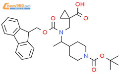 1-Piperidinecarboxylic acid, 4-[1-[[(1-carboxycyclopropyl)methyl][(9H-fluoren-9-ylmethoxy)carbonyl]amino]ethyl]-, 1-(1,1-dimethylethyl) ester结构式图片|2137559-46-5结构式图片