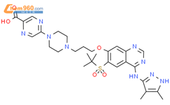2-​吡嗪羧酸，5-​[4-​[3-​[[6-​[(1,​1-​二甲基乙基）​磺酰基]​-​4-​[(4,​5-​二甲基-​1H-​吡唑醇-​3-​酰基）​氨基]​-​7-​喹唑啉基]​氧]​丙基]​-​1-​哌嗪基]​-结构式图片|2143956-63-0结构式图片