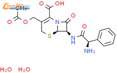 5-Thia-1-azabicyclo[4.2.0]oct-2-ene-2-carboxylicacid, 3-[(acetyloxy)methyl]-7-[(aminophenylacetyl)amino]-8-oxo-, dihydrate,[6R-[6a,7b(R*)]]- (9CI)结构式图片|22202-75-1结构式图片