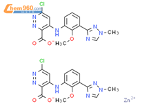 6-​氯-​4-​[[2-​甲氧基-​3-​(1-​甲基-​1H-​1,​2,​4-​三唑-​3-基)​苯基]​氨基]-3-​哒嗪羧酸锌盐结构式图片|2245111-17-3结构式图片
