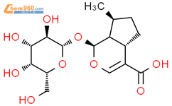 环戊烷[c]吡喃-4-羧酸，1-（b-D-吡喃葡萄糖基氧基）-1,4a，5,6,7,7a-六氢-7-甲基-（1S，4aS，7S，7aR）-结构式图片|22487-36-1结构式图片